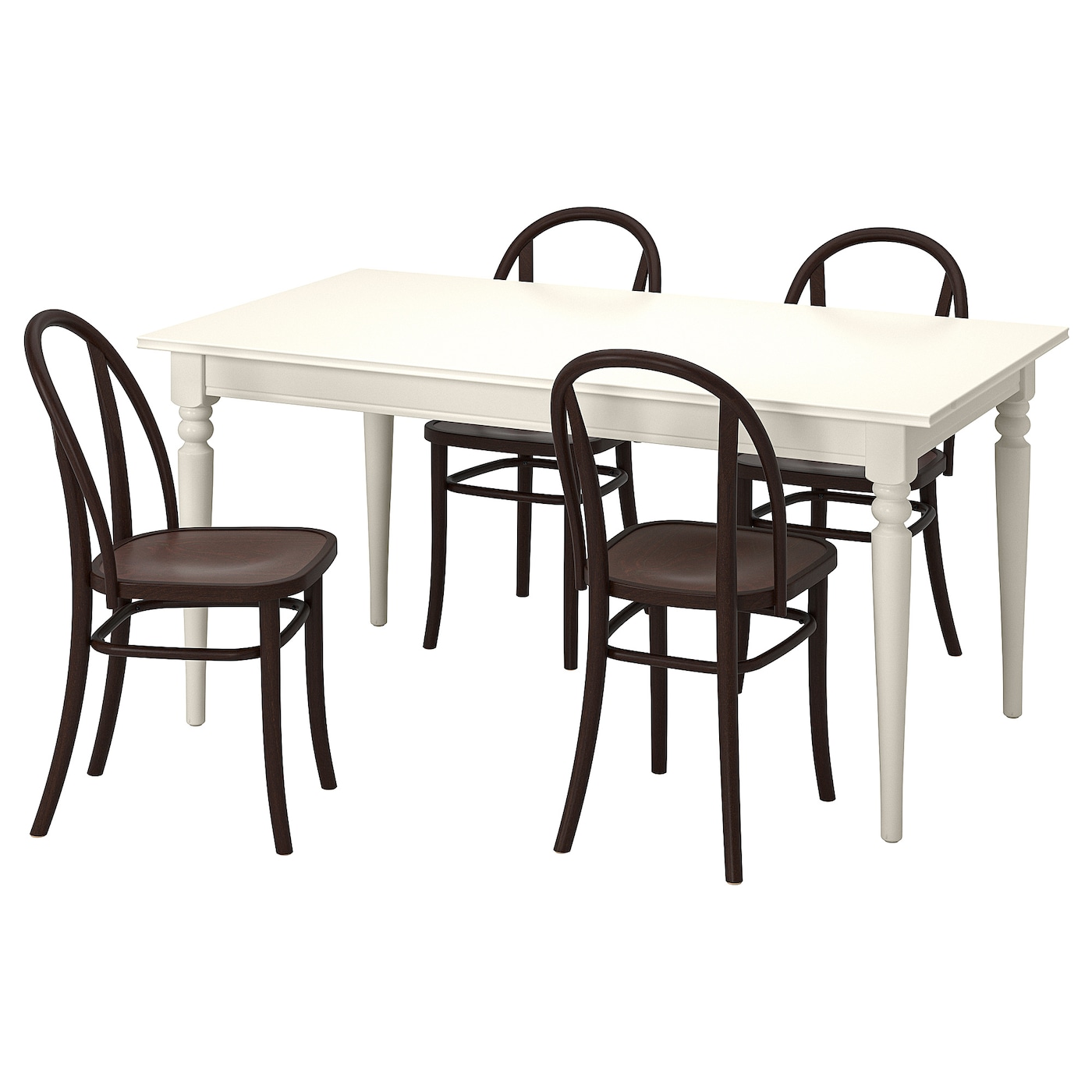 Стол и 4 стула - INGATORP / SKOGSBO IKEA/ ИНГАТОРП/СКОГСБО ИКЕА, 215х87х74 см, белый/коричневый