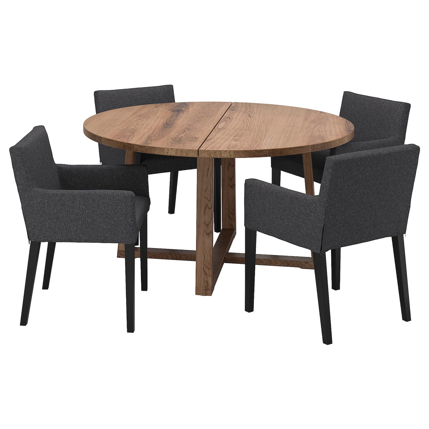 Стол + 4 стула с подлокотниками - MÖRBYLÅNGA / MÅRENÄS IKEA/ МЕРБИЛОНГА/ МАРЕНЭС ИКЕА, 205х95х75 см, бежевый/серый