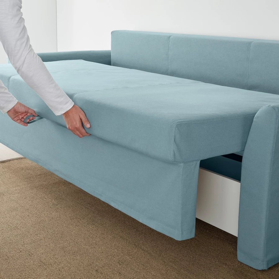 3-местный диван-кровать - IKEA HOLMSUND, 99x231см, голубой, ХОЛЬМСУНД ИКЕА (изображение №6)
