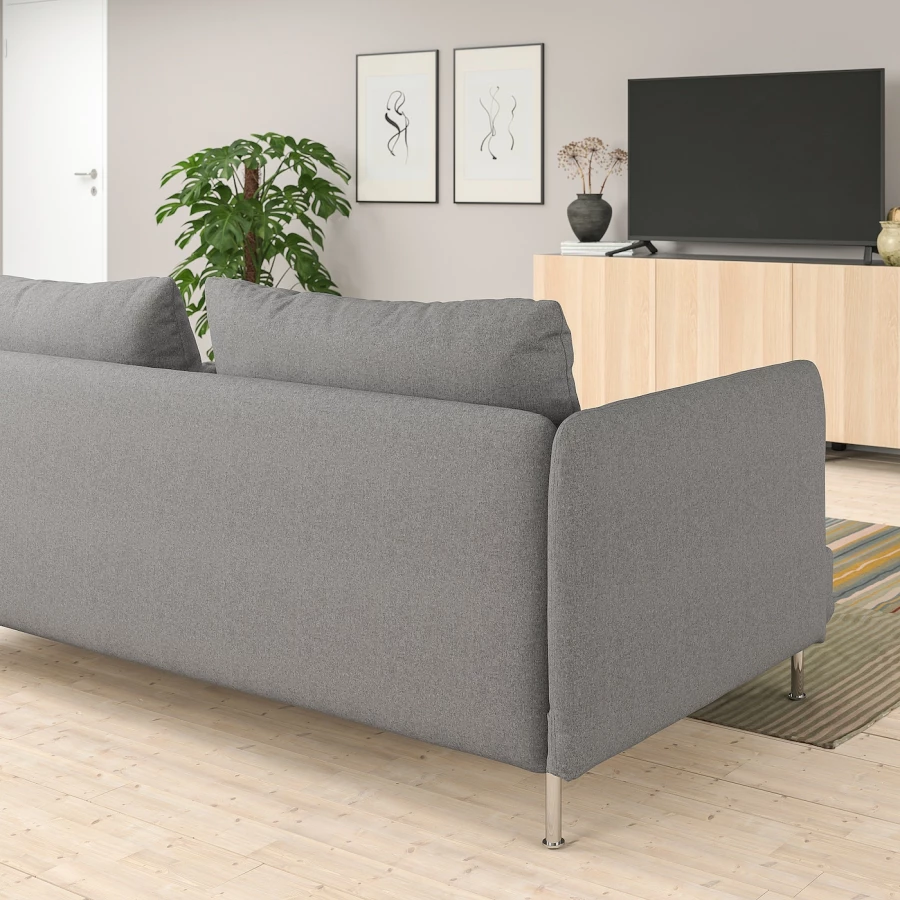 3-местный диван - IKEA SÖDERHAMN/SODERHAMN, 99x198см, серый/светло-серый, СЁДЕРХАМН  ИКЕА (изображение №3)