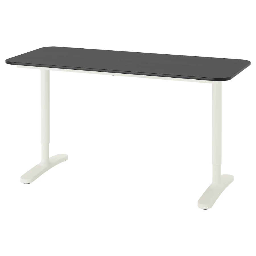 Письменный стол - IKEA BEKANT, 140х60х65-85 см, черный/белый, БЕКАНТ ИКЕА (изображение №1)