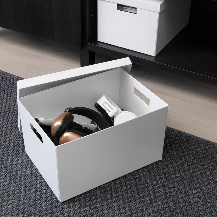 Коробка с крышкой - TJENA IKEA/ ТЬЕНА ИКЕА, 35х25х20 см,  белый (изображение №2)