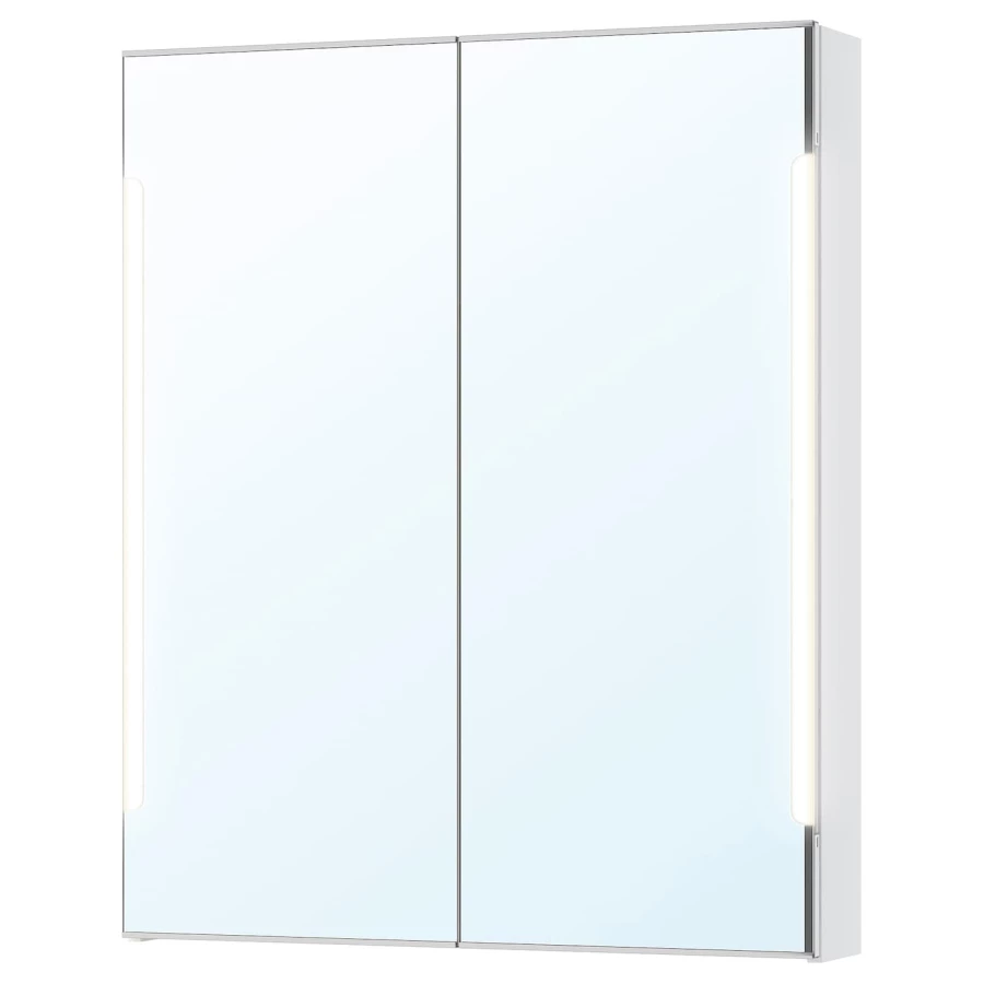 Настенный шкаф для ванной комнаты - STORJORM IKEA/ СТОРЙОРМ ИКЕА, 96х80х14 см, белый (изображение №2)