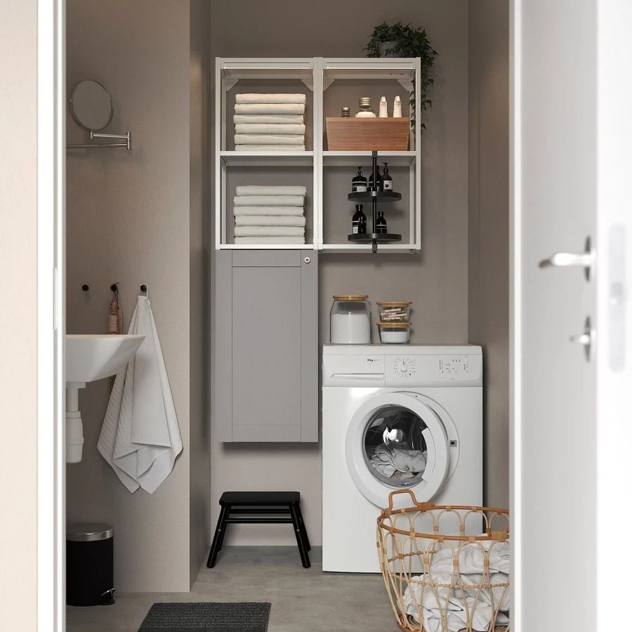Стеллаж - IKEA ENHET/ЭНХЕТ ИКЕА, 80х32х150 см, белый/серый (изображение №3)