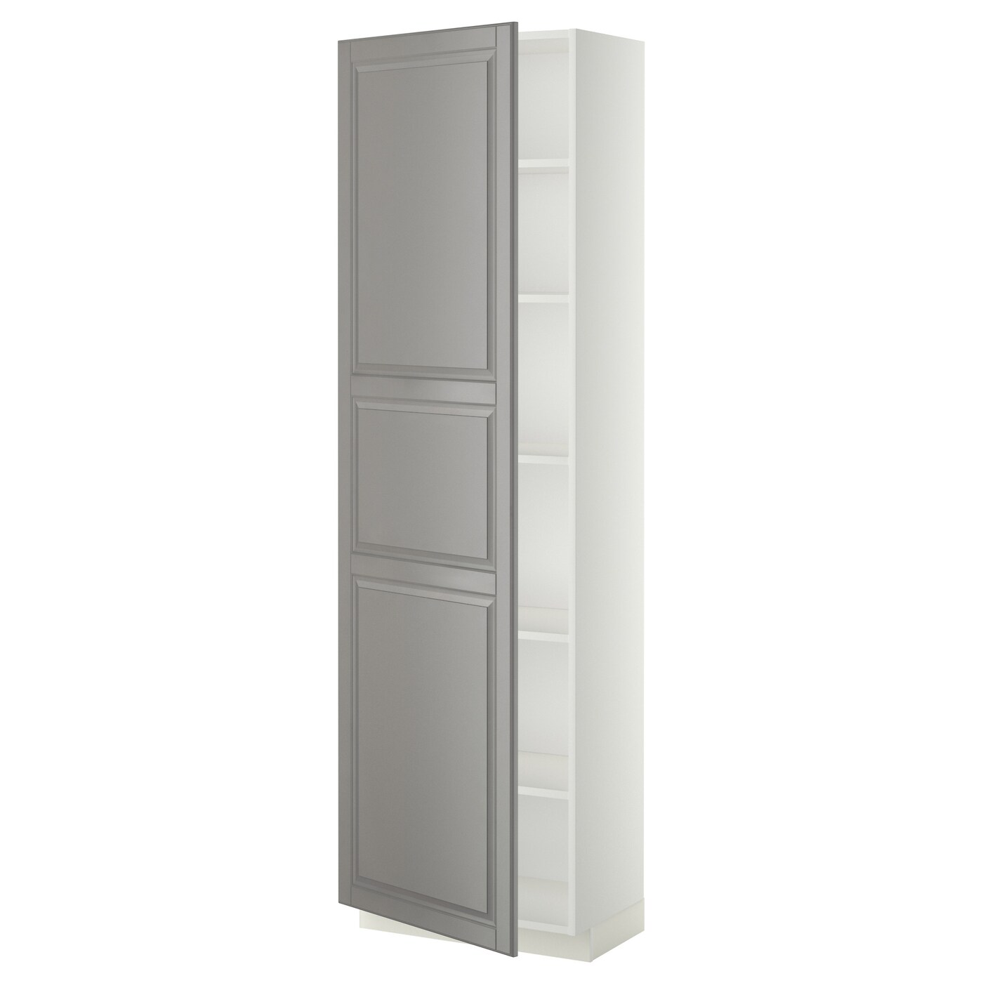 Высокий кухонный шкаф с полками - IKEA METOD/МЕТОД ИКЕА, 200х37х60 см, белый/серый