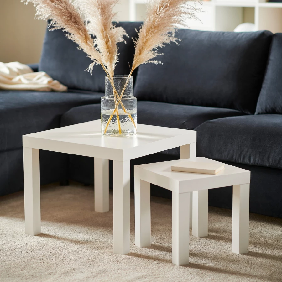 Комплект столов, 2 шт. - IKEA LACK/ИКЕА ЛАКК, белый, 35х35х35/45х55х55 см (изображение №4)