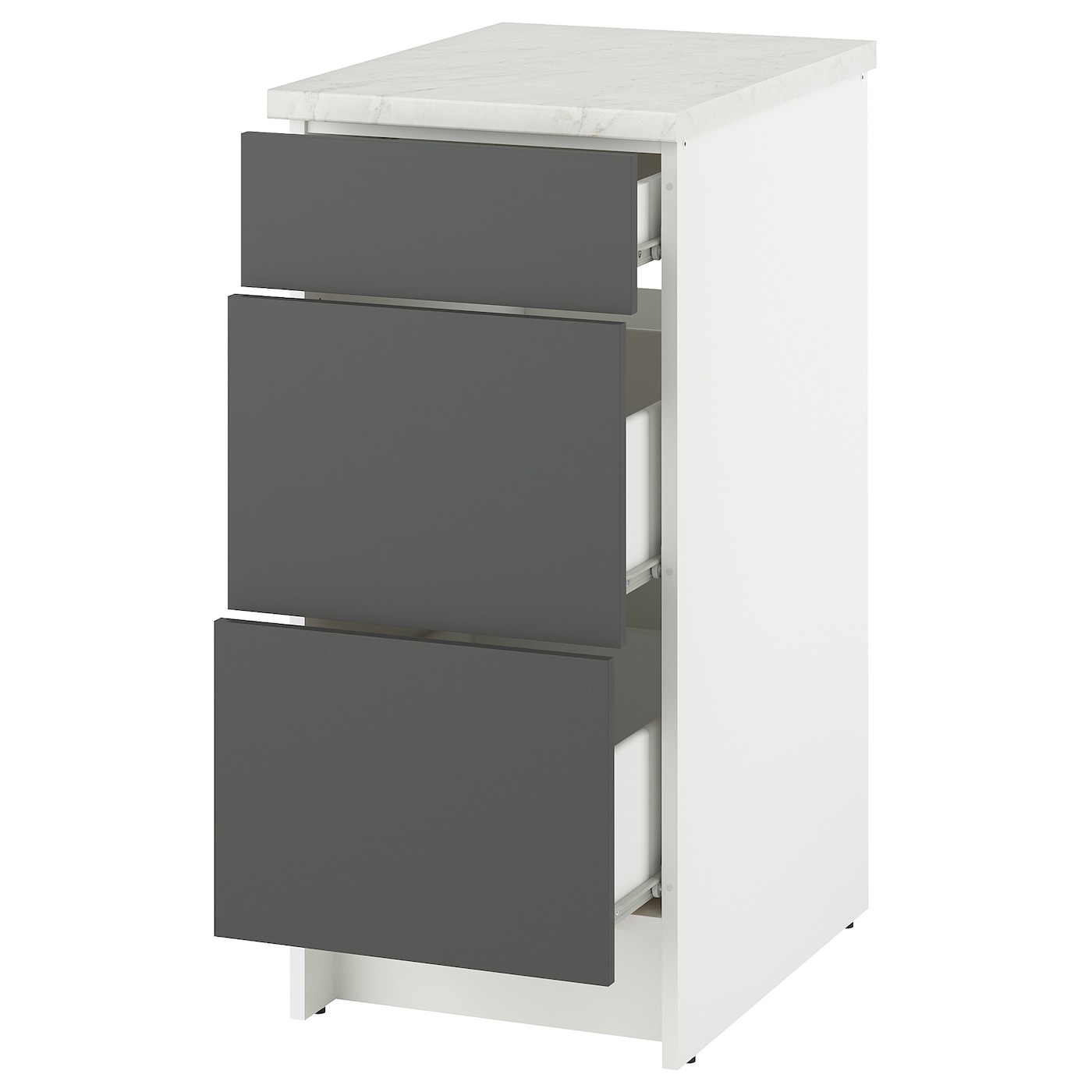 Напольный шкаф с выдвижными ящиками - IKEA KNOXHULT/КНОКСХУЛЬТ ИКЕА , 91x61x40см, белый/черный