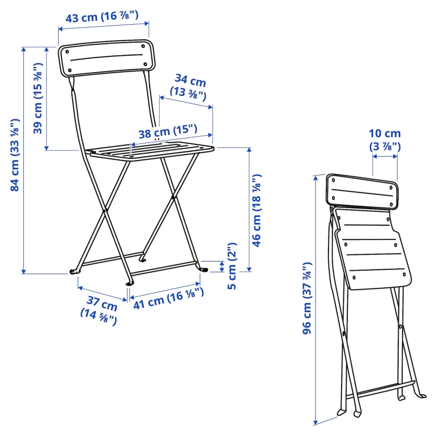 Складной комплект из стула и стола - IKEA SUNDSÖ/SUNDSO/СУНДСЕ ИКЕА, 96х65х4 см,серый (изображение №16)