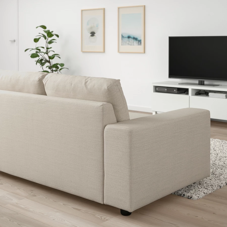 3-местный диван с шезлонгом - IKEA VIMLE, 98x275см, бежевый, ВИМЛЕ ИКЕА (изображение №4)