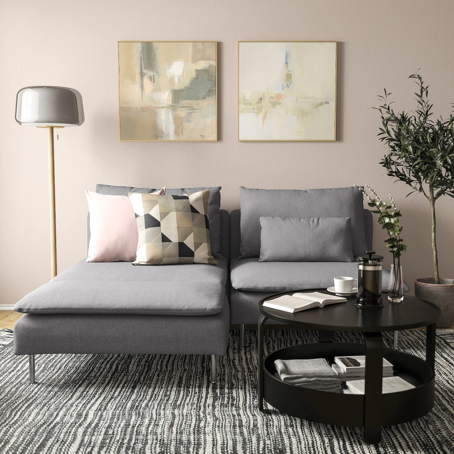 2-местный диван - IKEA SÖDERHAMN/SODERHAMN, 99x186см, серый, СЕДЕРХАМН ИКЕА (изображение №2)