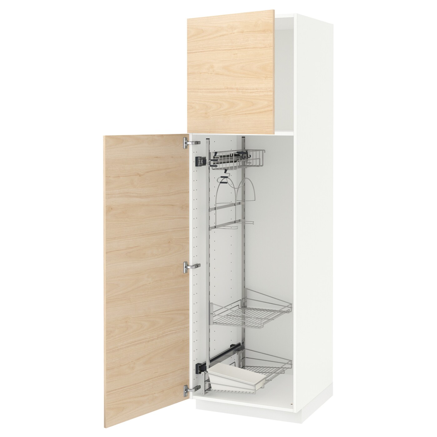 Высокий шкаф/бытовой - IKEA METOD/МЕТОД ИКЕА, 200х60х60 см, белый/под беленый дуб