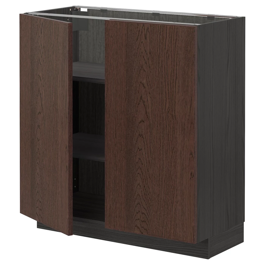 Напольный шкаф - IKEA METOD, 88x39x80см, черный/коричневый, МЕТОД ИКЕА (изображение №1)