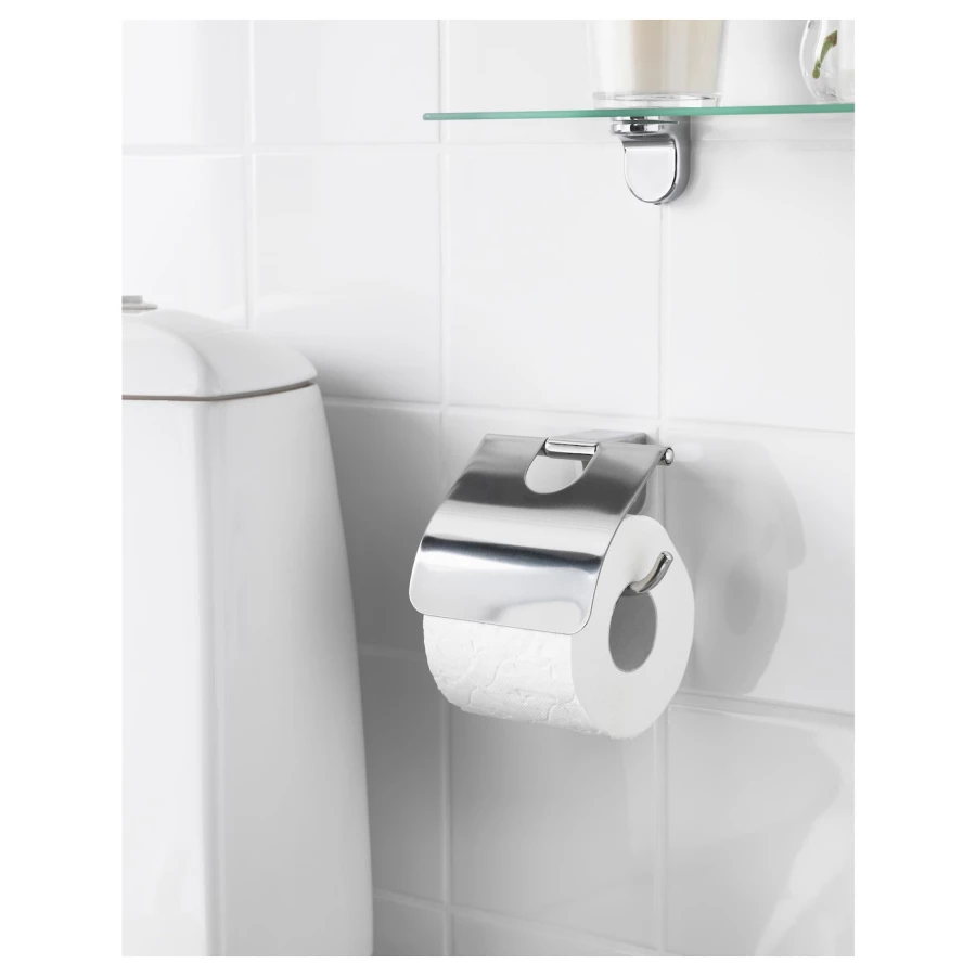 Держатель для рулонов туалетной бумаги - KALKGRUND IKEA/ КАЛКГРУНД ИКЕА,   14 см, серебристый (изображение №2)
