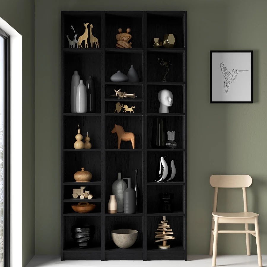 Книжный шкаф -  BILLY IKEA/ БИЛЛИ ИКЕА,120х28х237 см, черный (изображение №6)