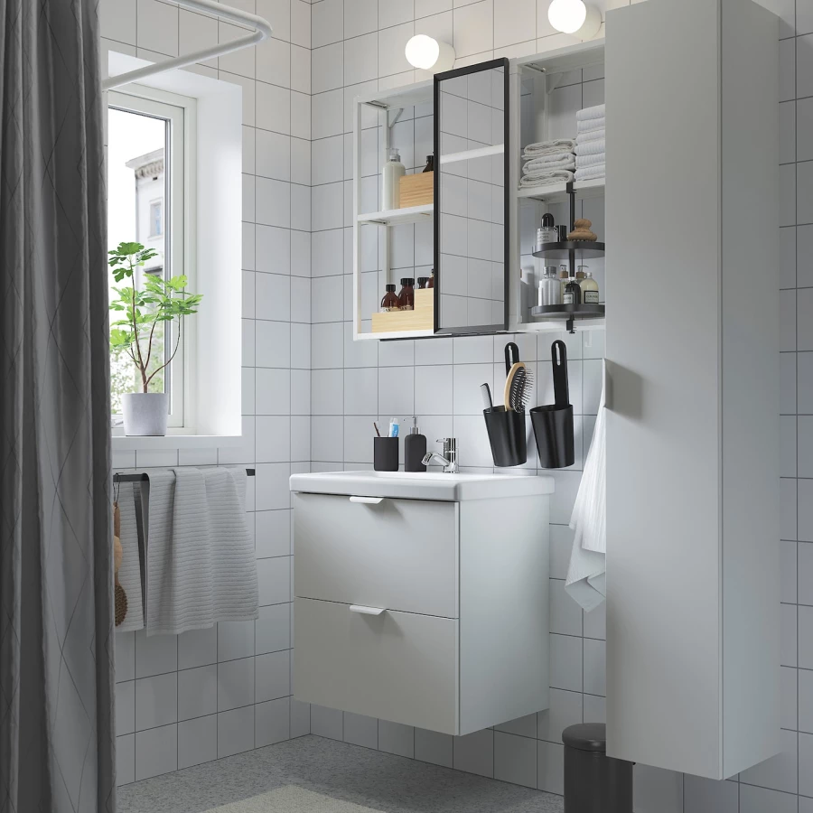 Комбинация для ванной - IKEA ENHET, 64х43х65 см, белый, ЭНХЕТ ИКЕА (изображение №2)