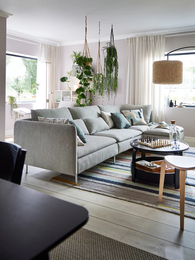 3-местный диван и козетка - IKEA SÖDERHAMN/SODERHAMN, 99x291см, серый/светло-серый, СЕДЕРХАМН ИКЕА (изображение №8)