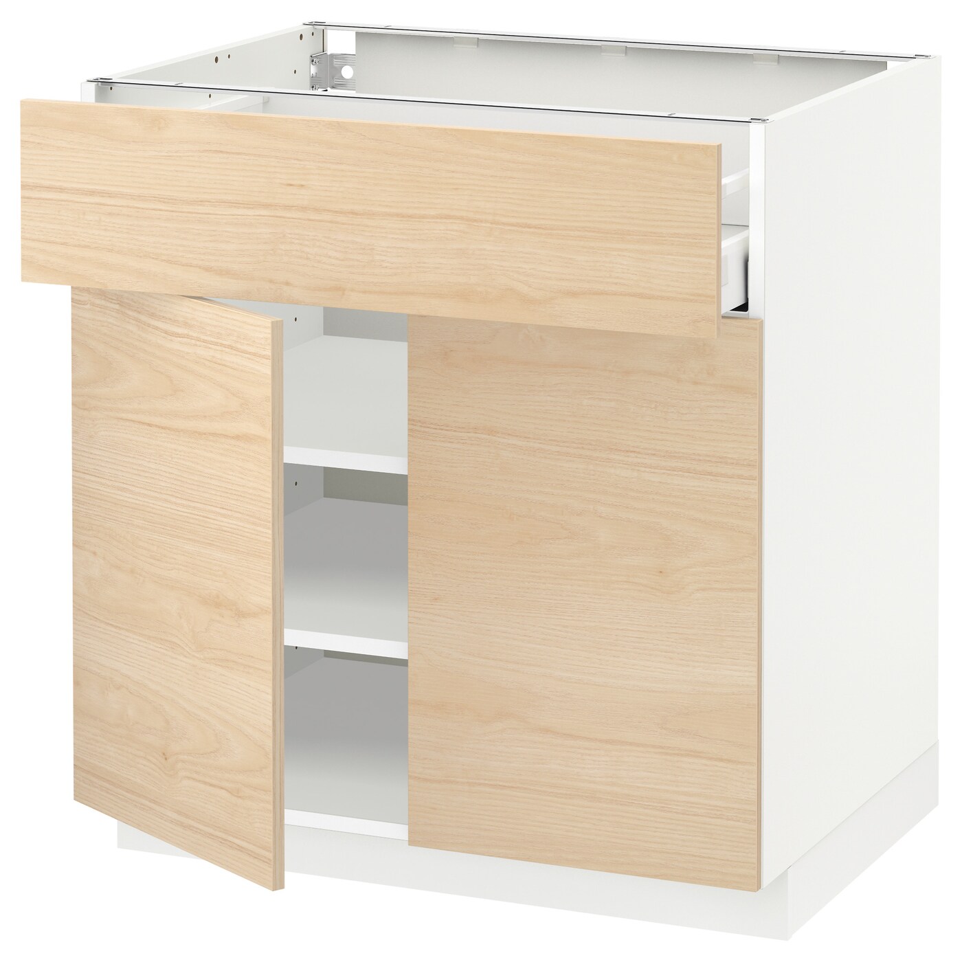 Напольный кухонный шкаф  - IKEA METOD MAXIMERA, 88x61,6x80см, белый/светло-коричневый, МЕТОД МАКСИМЕРА ИКЕА