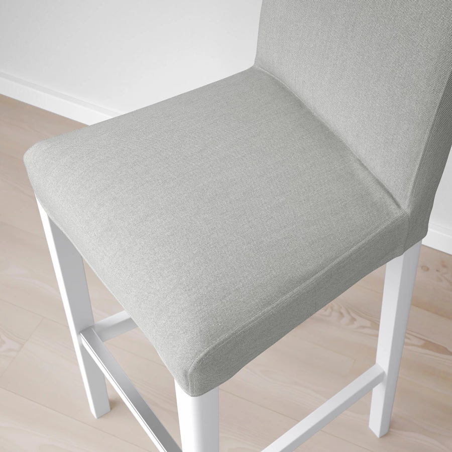 Барный стул со спинкой - BERGMUND IKEA/БЕРГМУНД ИКЕА, 110х45х49 см, серый (изображение №6)