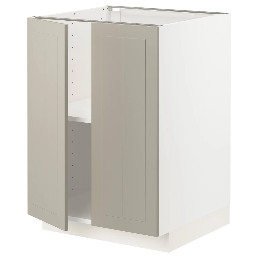 Напольный шкаф - IKEA METOD, 88x62x80см, белый/темно-бежевый, МЕТОД ИКЕА (изображение №1)