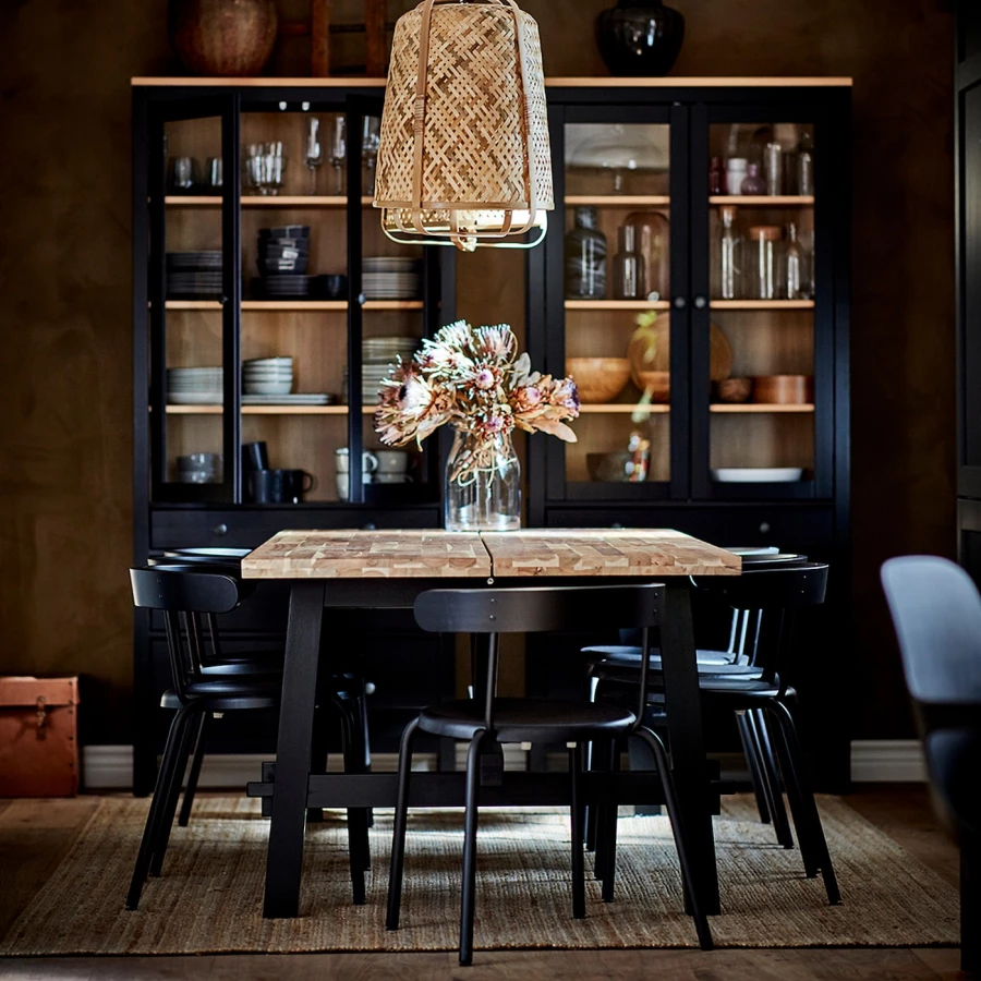 Стол обеденный - IKEA SKOGSTA, 235х100х73 см, коричневый/черный, СКОГСТА ИКЕА (изображение №3)