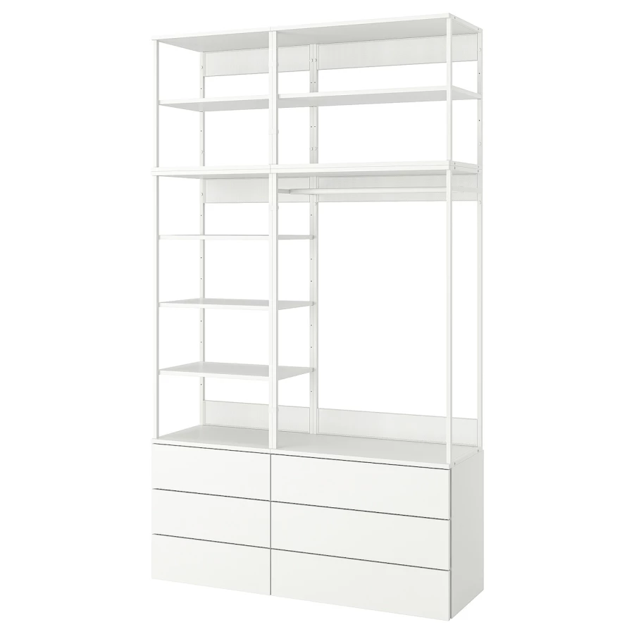 Шкаф с 6 ящиками - IKEA PLATSA/ПЛАТСА ИКЕА, 42х140х241 см, белый (изображение №1)