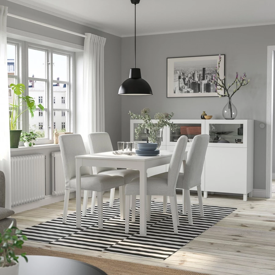 Стол и 4 стула - EKEDALEN / BERGMUND IKEA/ ЭКАДАЛЕН /БЕРГМУНД ИКЕА, 120/180 см, белый/серый (изображение №2)