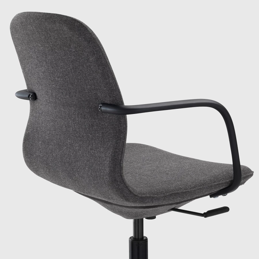 Офисный стул - IKEA LÅNGFJÄLL/LANGFJALL, 68x68x92см, темно-серый/основание стула черный, ЛОНГФЬЕЛЛЬ ИКЕА (изображение №3)