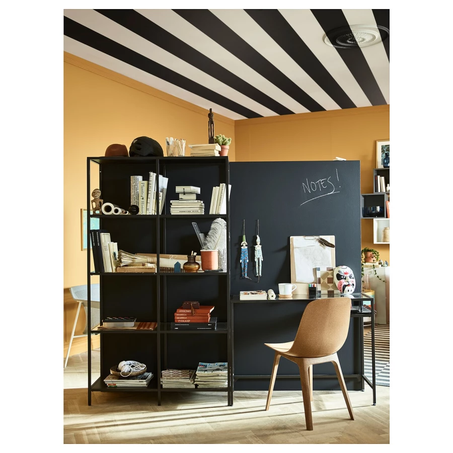 Книжный шкаф - VITTSJÖ /VITTSJO IKEA/ ВИТШЕ ИКЕА,   200х36 см, черный (изображение №2)