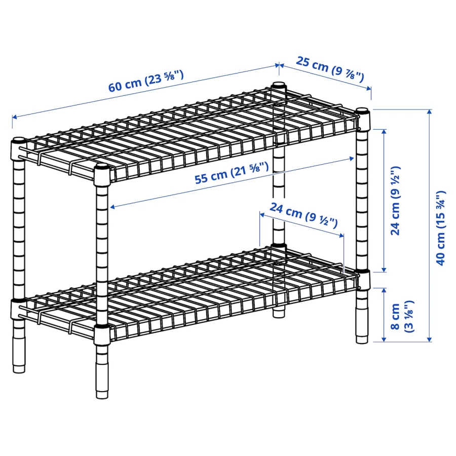 Стеллаж - IKEA OMAR, 60х25х40 см, оцинкованная сталь, ОМАР ИКЕА (изображение №5)
