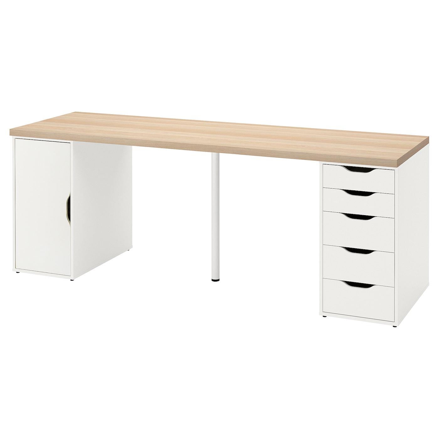 Письменный стол с ящиками - IKEA LAGKAPTEN/ALEX/ЛАГКАПТЕН/АЛЕКС ИКЕА, 200х60 см, под беленый дуб/белый