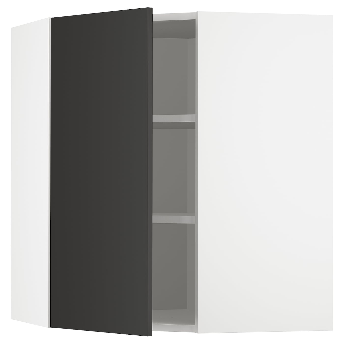 Угловой навесной шкаф с полками - METOD  IKEA/  МЕТОД ИКЕА, 80х68 см, белый/черный