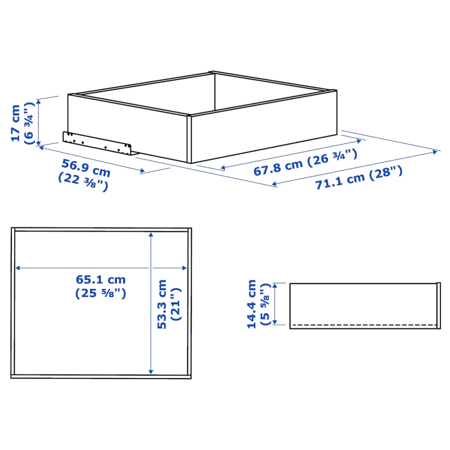 Ящик с фронтальной панелью - IKEA KOMPLEMENT, 75x58 см, под беленый дуб КОМПЛИМЕНТ ИКЕА (изображение №5)