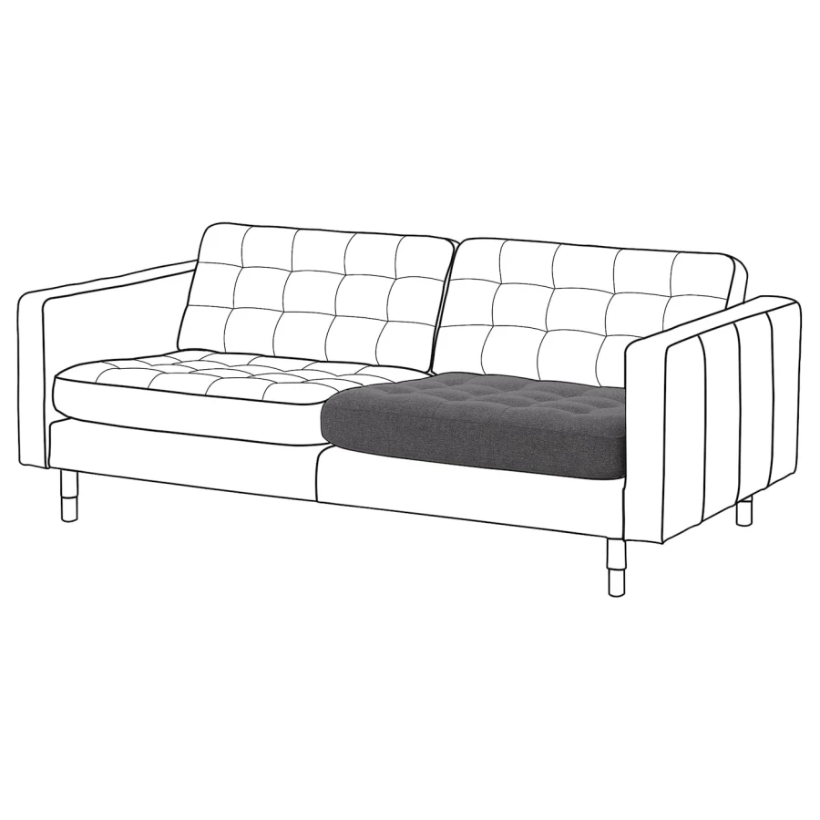Подушка сиденья на диван - LANDSKRONA IKEA/ ЛАНДСКРУНА ИКЕА, 92х74х17 см, серый (изображение №2)