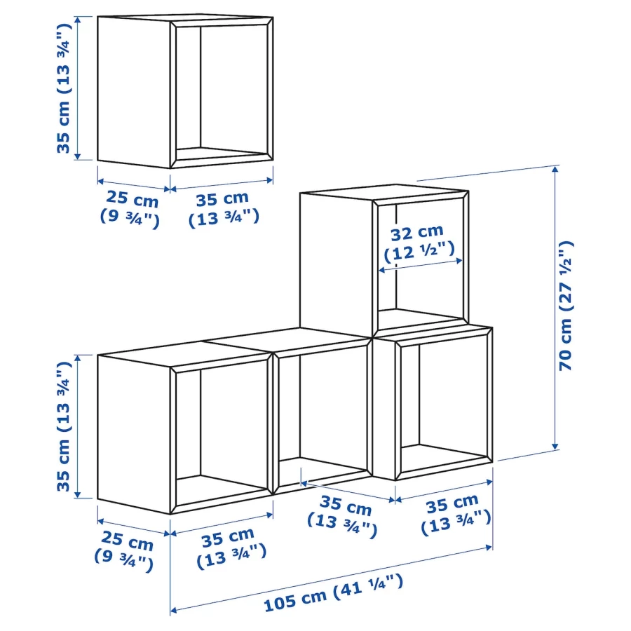 Комбинация навесных шкафов - IKEA EKET, 105x35x120 см, белый, ЭКЕТ ИКЕА (изображение №4)