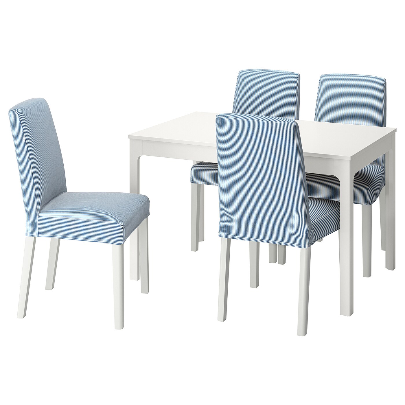 Стол и 4 стула - EKEDALEN / BERGMUND IKEA/ ЭКАДАЛЕН /БЕРГМУНД ИКЕА, 120/180 см, белый/голубой