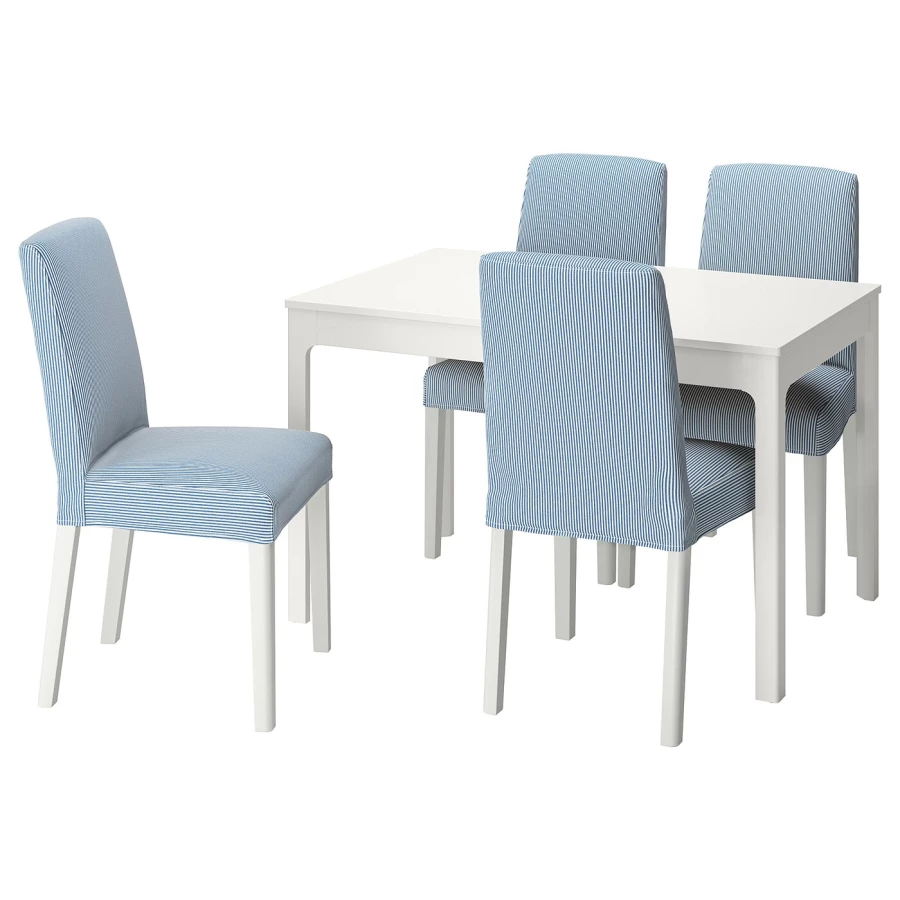 Стол и 4 стула - EKEDALEN / BERGMUND IKEA/ ЭКАДАЛЕН /БЕРГМУНД ИКЕА, 120/180 см, белый/голубой (изображение №1)