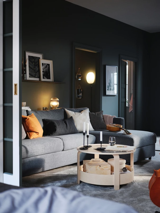 3-местный диван с шезлонгом - IKEA VIMLE, 98x241см, темно-серый, ВИМЛЕ ИКЕА (изображение №4)