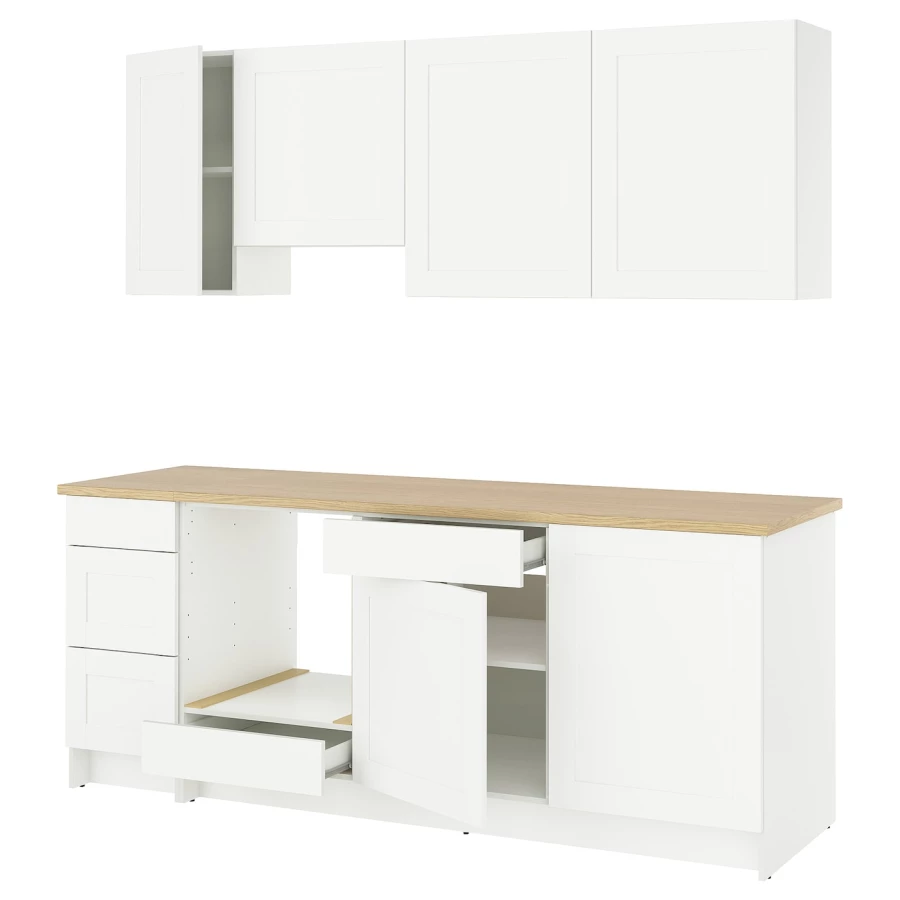 Комбинация кухонная прямая -  KNOXHULT IKEA/ КНОКСХУЛЬТ ИКЕА, белый/под беленный дуб (изображение №1)