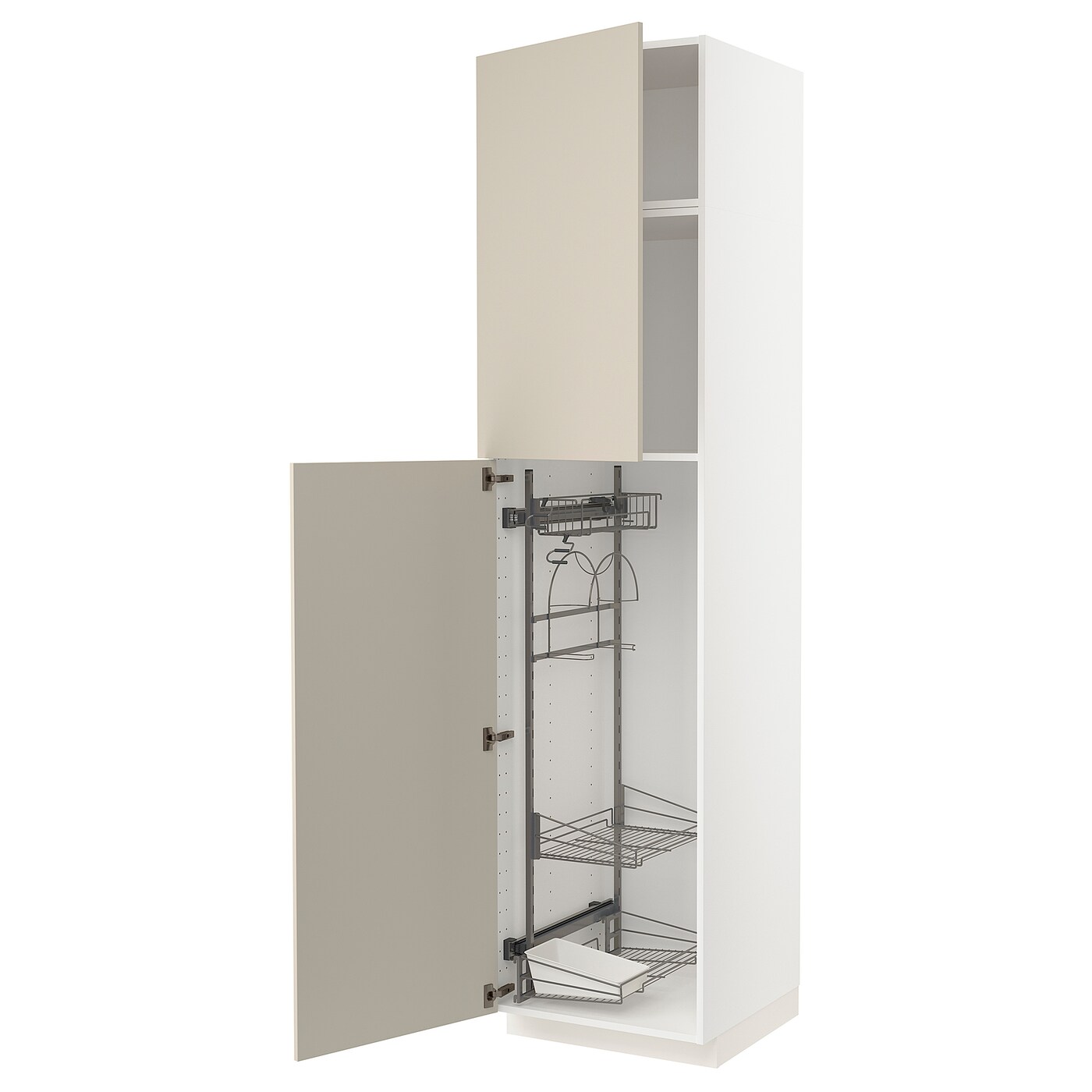 Высокий шкаф/бытовой - IKEA METOD/МЕТОД ИКЕА, 240х60х60 см, белый/бежевый