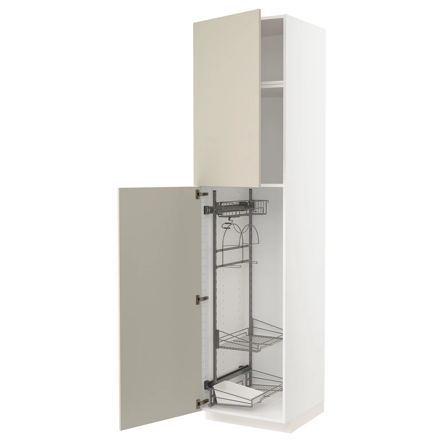 Высокий шкаф/бытовой - IKEA METOD/МЕТОД ИКЕА, 240х60х60 см, белый/бежевый (изображение №1)