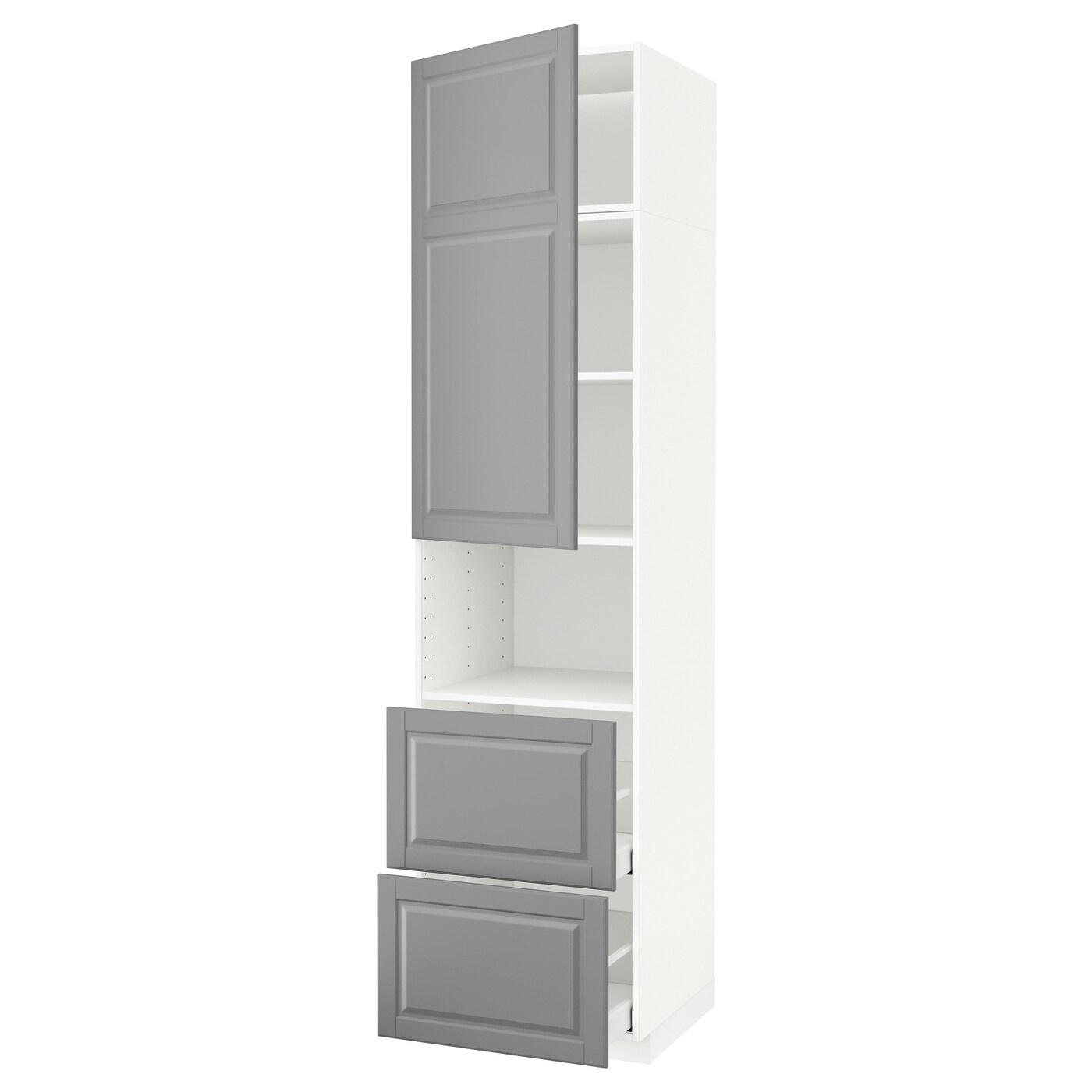 Высокий шкаф - IKEA METOD/MAXIMERA/МЕТОД/МАКСИМЕРА ИКЕА, 240х60х60 см, белый/серый