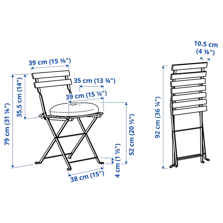 Стол и 4 стула - TÄRNÖ / TАRNО IKEA/  ТЭРНО ИКЕА,  102х96 см, коричневый/серый (изображение №3)