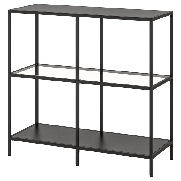 Стеллаж - IKEA VITTSJÖ/VITTSJO, 100х36х93 см, черно-коричневый/стекло, ВИТШЁ/ВИТШЕ ИКЕА