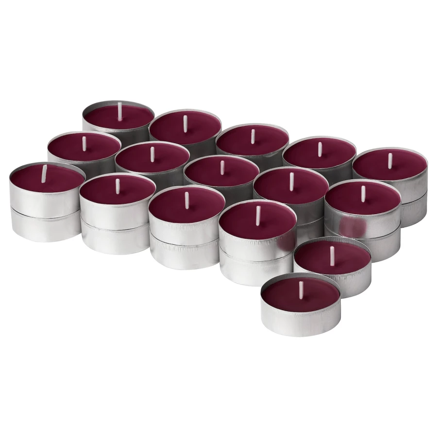Ароматизированная чайная свеча - IKEA STÖRTSKÖN/STORTSKON/СТЁРТСКОН ИКЕА, 3,8 см, красный, 30 шт (изображение №1)