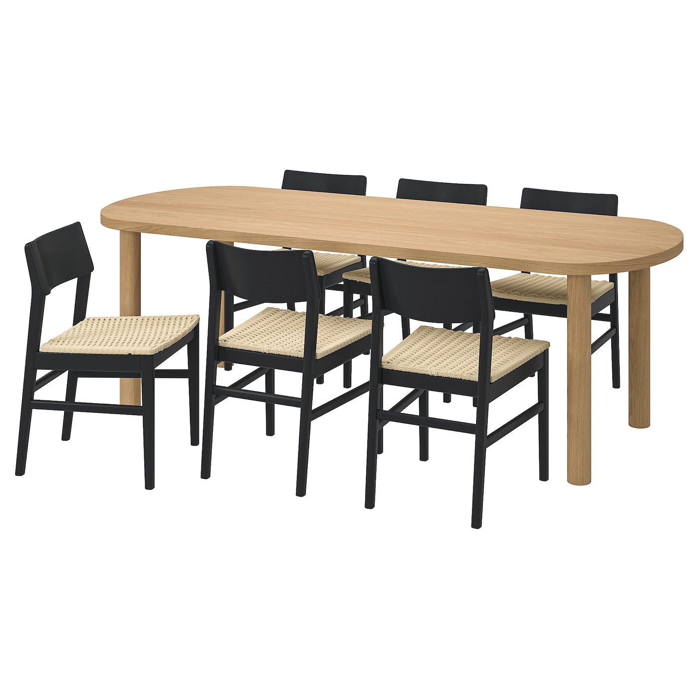 Стол и 6 стулье-IKEA  STOCKHOLM 2025 / SKANSNÄS/СТОКГОЛЬМ 2025/СКАНСНАС ИКЕА,230x90,коричневый