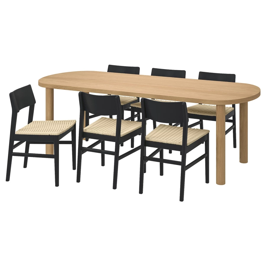 Стол и 6 стулье-IKEA  STOCKHOLM 2025 / SKANSNÄS/СТОКГОЛЬМ 2025/СКАНСНАС ИКЕА,230x90,коричневый (изображение №1)