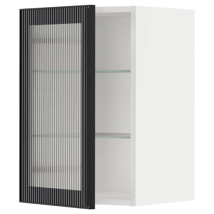 Шкаф со стеклянными дверцами -   METOD IKEA/ МЕТОД ИКЕА, 80х40 см, белый/черный (изображение №1)