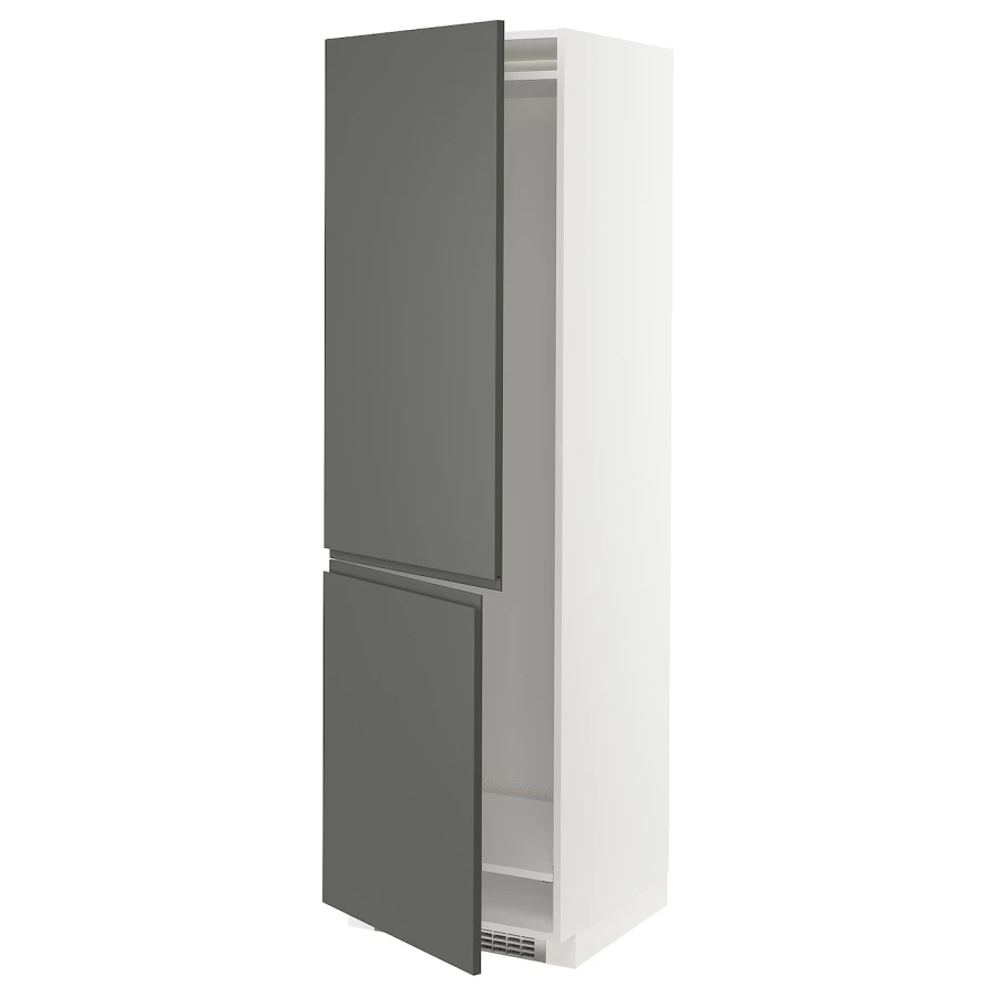 Высокий кухонный шкаф - IKEA METOD/МЕТОД ИКЕА, 200х60х60 см, белый/темно-серый (изображение №1)