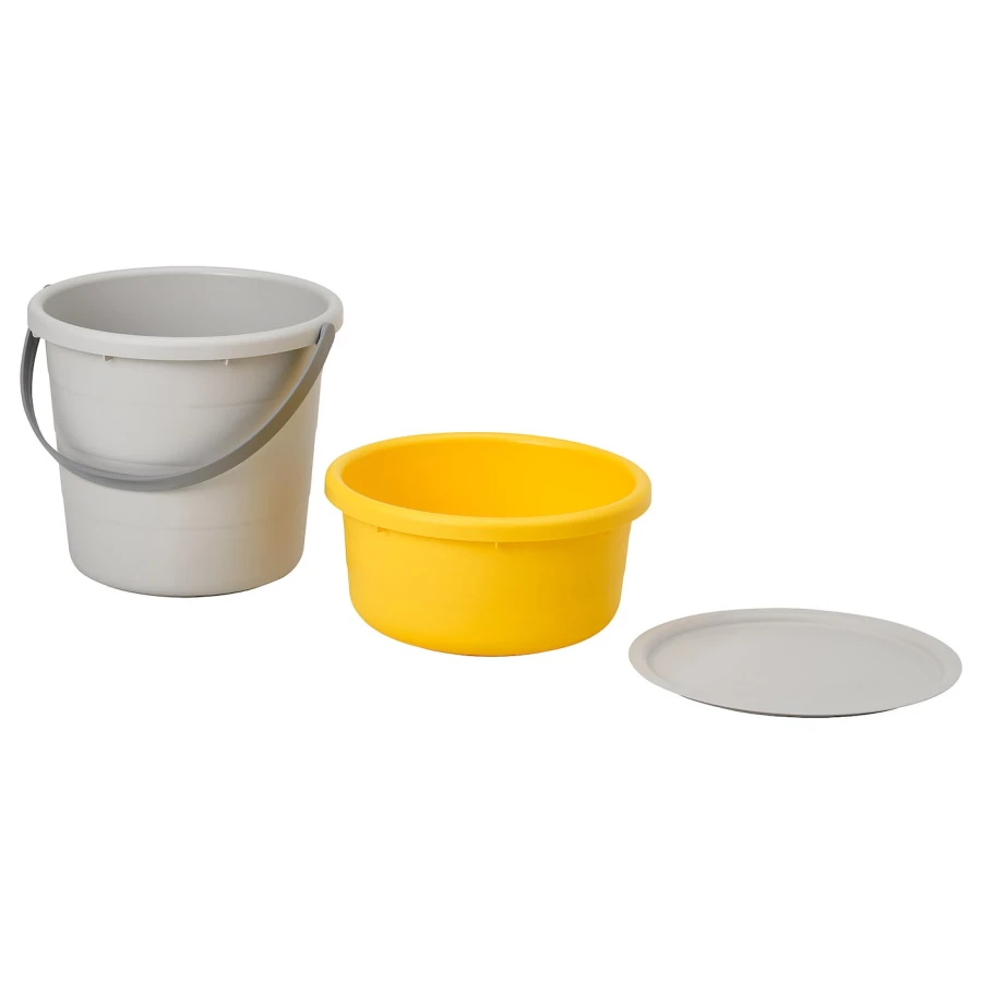 Ведро с крышкой - IKEA PEPPRIG, серый, ПЕППРИГ ИКЕА (изображение №1)