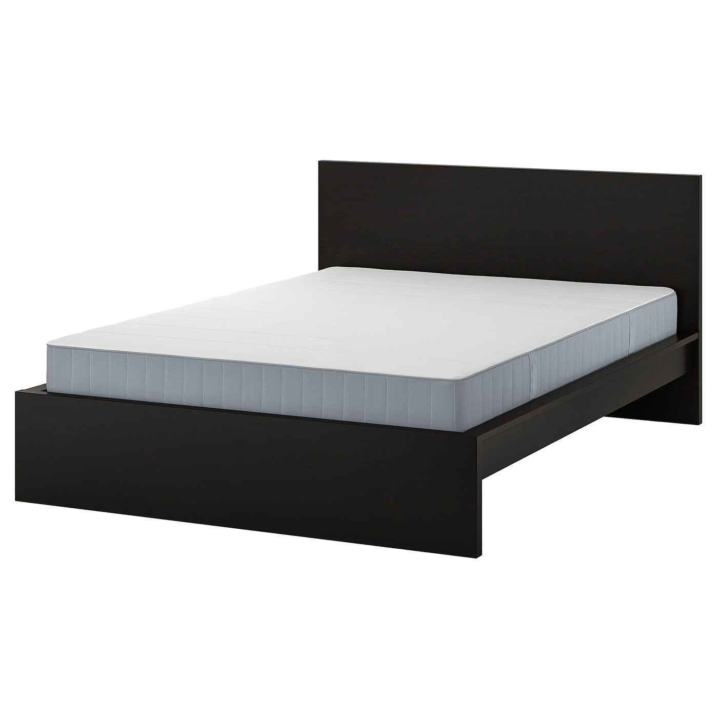 Кровать - IKEA MALM, 200х140 см, жесткий матрас,  черный, МАЛЬМ ИКЕА